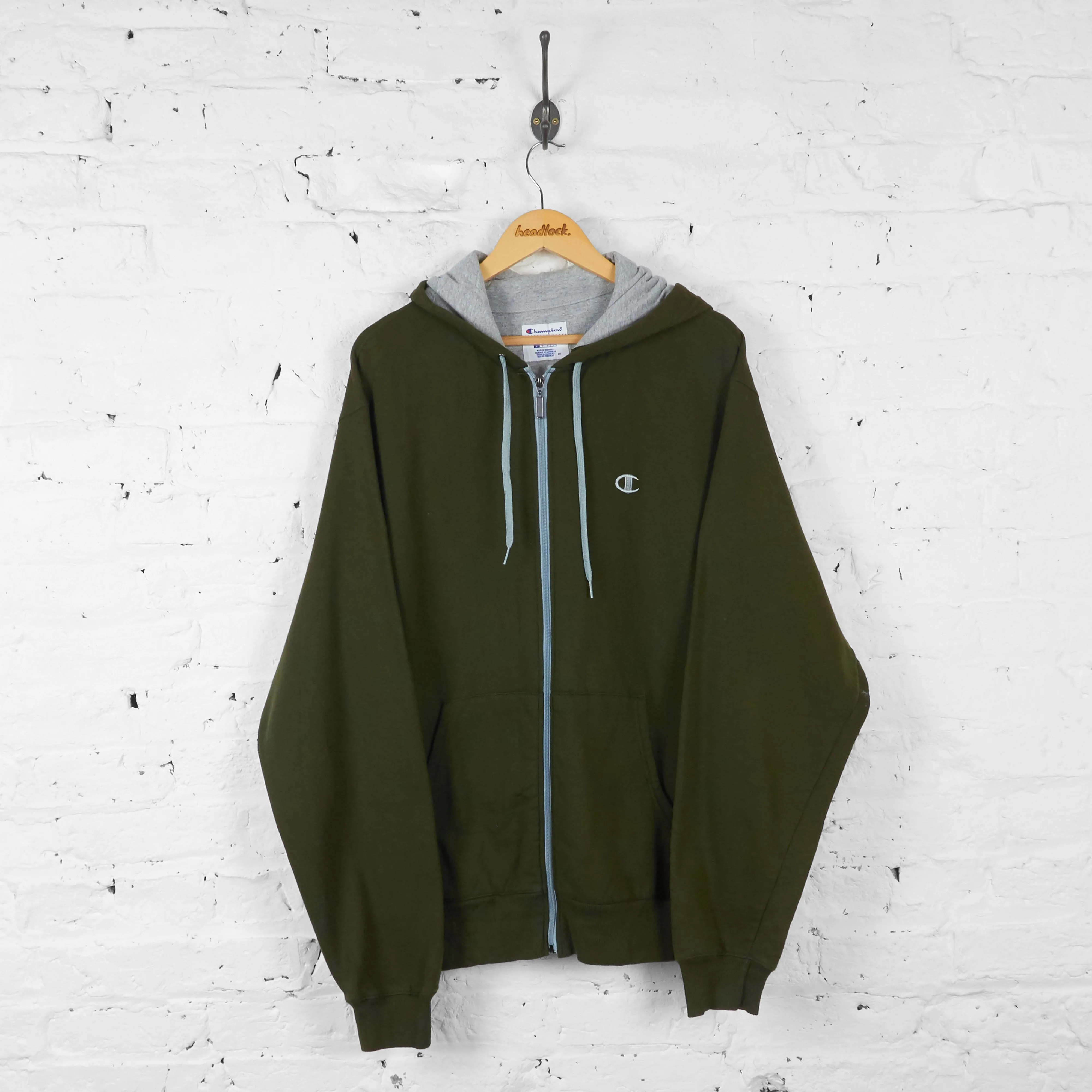 Champion Full Zip Hoodie - Green - L