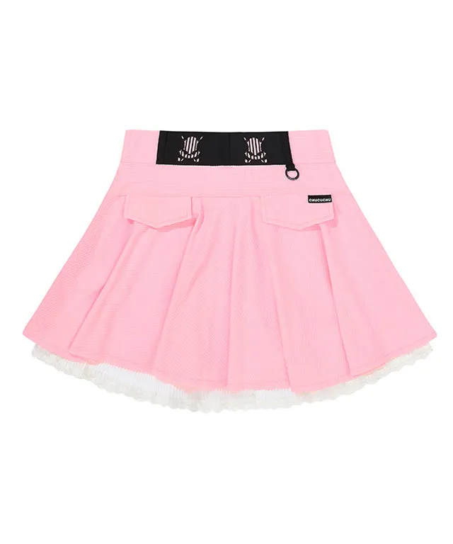 CHUCUCHU Lace Point Skirt - Pink