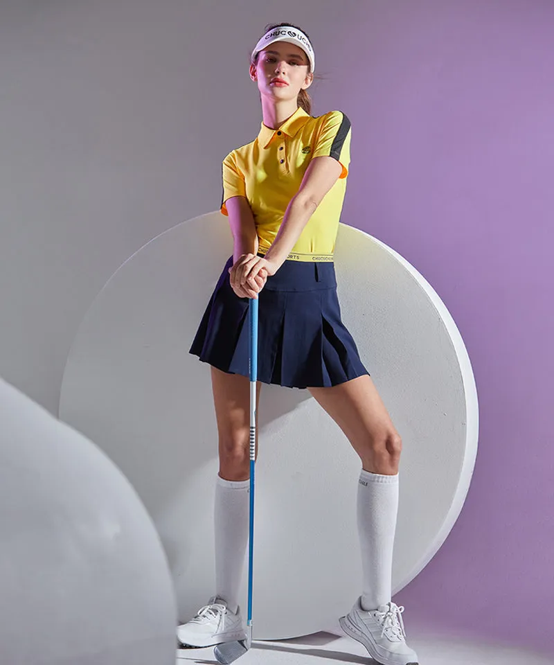 CHUCUCHU Level Pleated Skirt - Navy