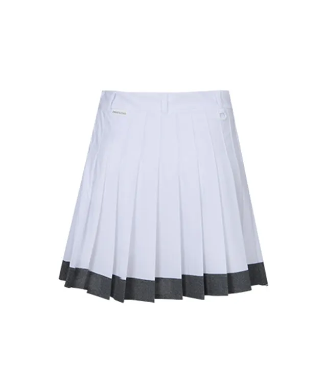 CHUCUCHU Mesh Two-Tone Pleated Skirt - White