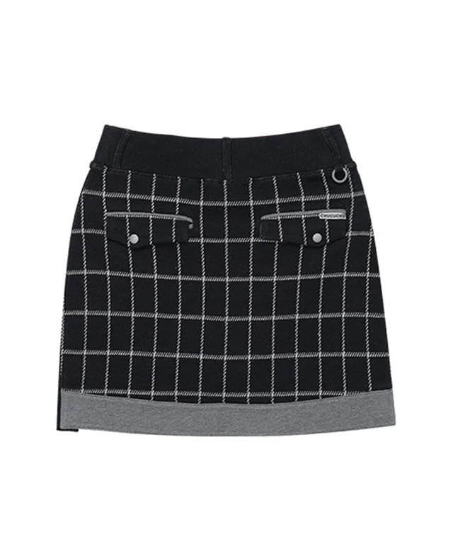 CHUCUCHU Pole Check Skirt - Gray