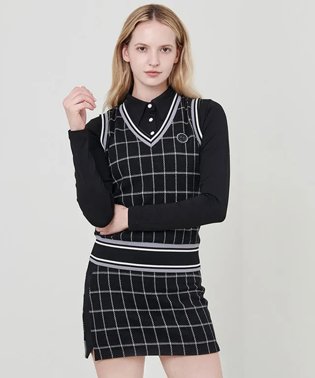 CHUCUCHU Pole Check Skirt - Gray