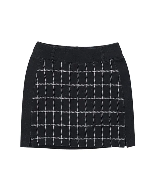 CHUCUCHU Pole Check Skirt - Gray