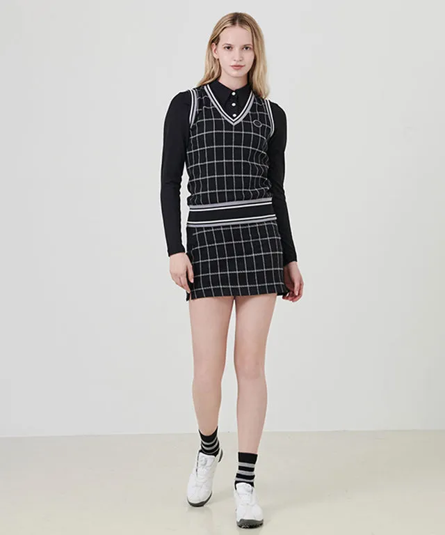 CHUCUCHU Pole Check Skirt - Gray