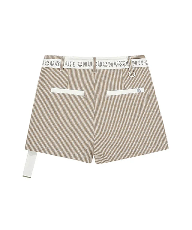CHUCUCHU Stripe Culottes Pants - Beige