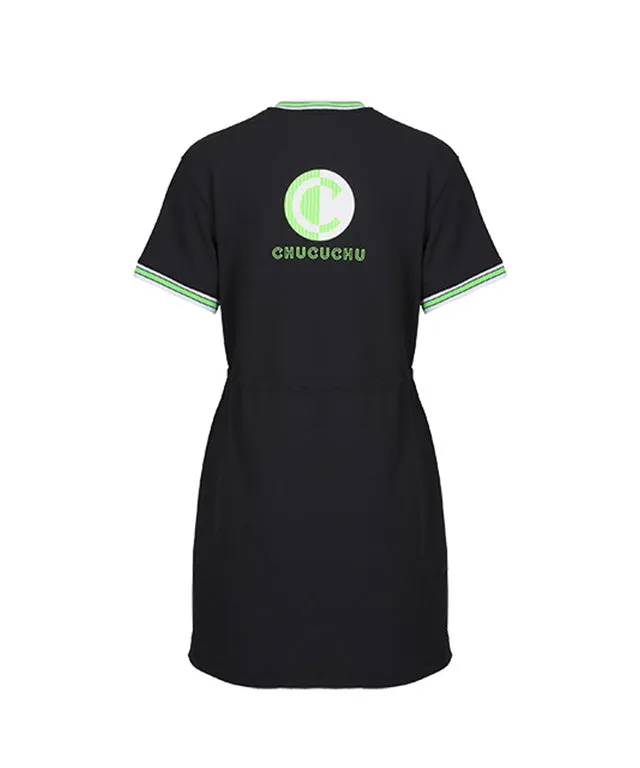 CHUCUCHU Women's Jersey String Dress - Black