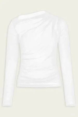 Cotton Mesh Slash Top in Chalk