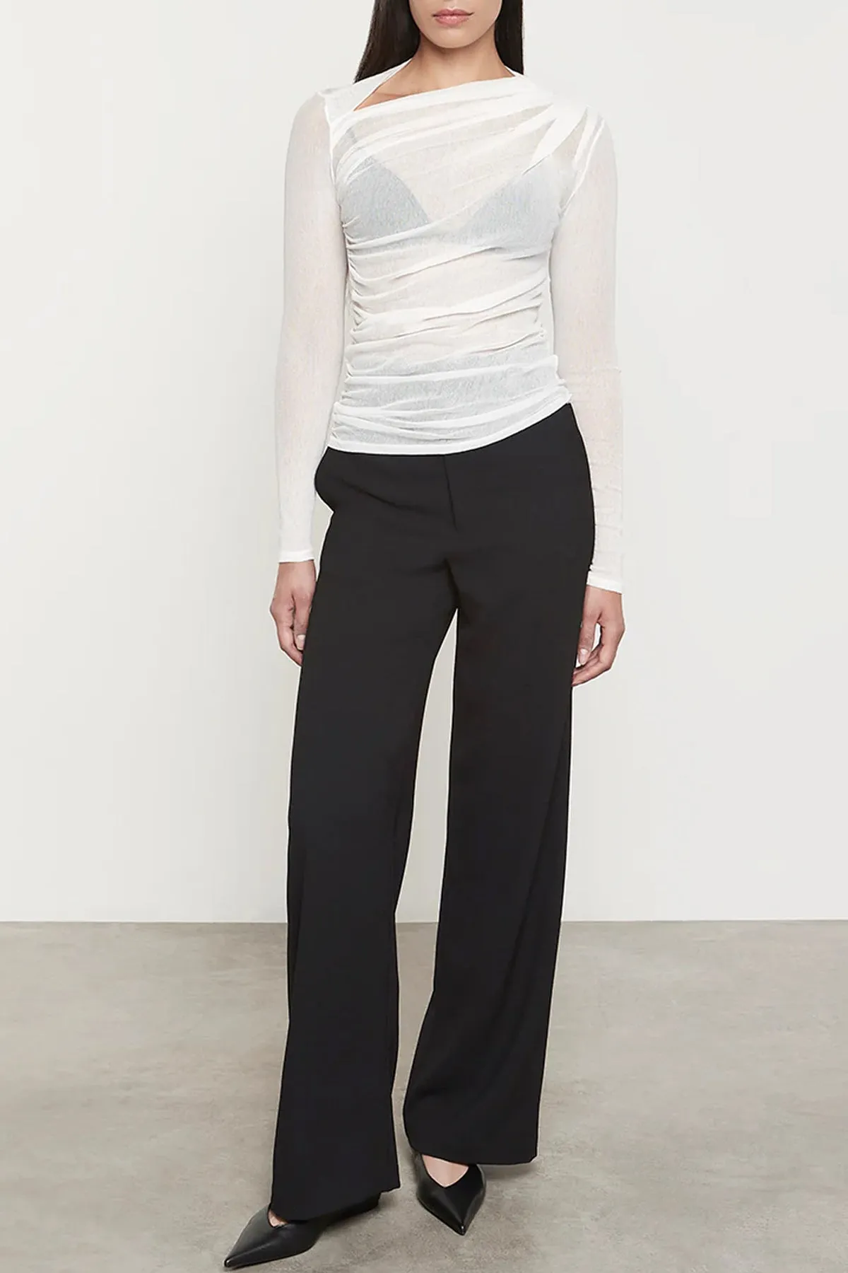 Cotton Mesh Slash Top in Chalk