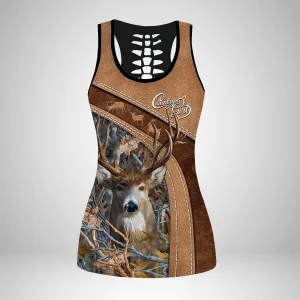 Country Girl Tank Top Pink Hunting Pattern 3D Back Hollow Tank Top 02