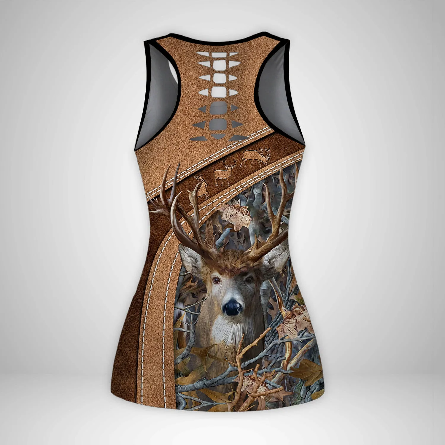 Country Girl Tank Top Pink Hunting Pattern 3D Back Hollow Tank Top 02