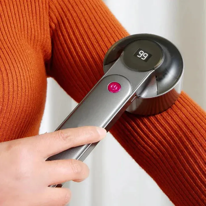 Crony Fabric Shaver, Lint Remover Rechargeable, Electric Portable Sweater Defuzzer with 3 Speeds, 6 Leaf Blades, Digital LED Display to Remove Pilling for Clothes, Furniture, Sweater, Couch, Blanket