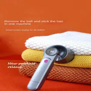 Crony Fabric Shaver, Lint Remover Rechargeable, Electric Portable Sweater Defuzzer with 3 Speeds, 6 Leaf Blades, Digital LED Display to Remove Pilling for Clothes, Furniture, Sweater, Couch, Blanket