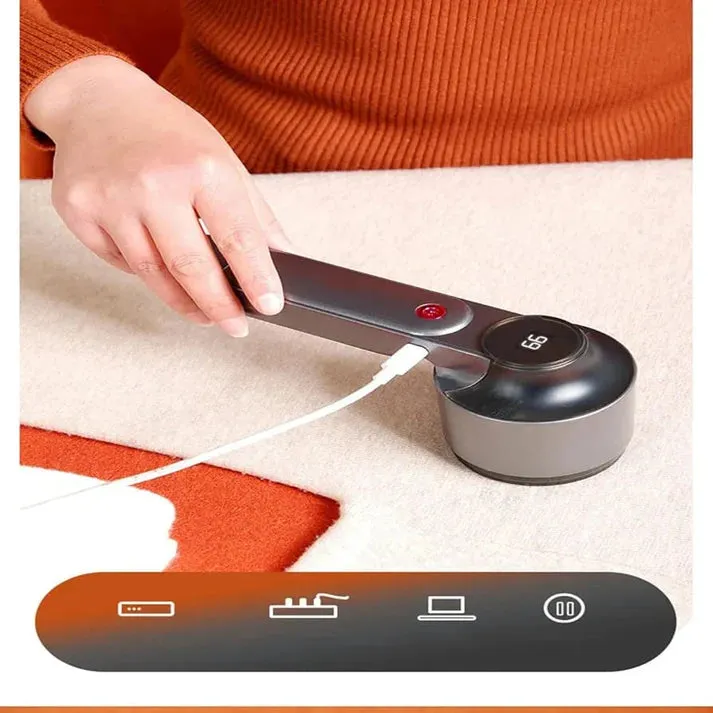 Crony Fabric Shaver, Lint Remover Rechargeable, Electric Portable Sweater Defuzzer with 3 Speeds, 6 Leaf Blades, Digital LED Display to Remove Pilling for Clothes, Furniture, Sweater, Couch, Blanket