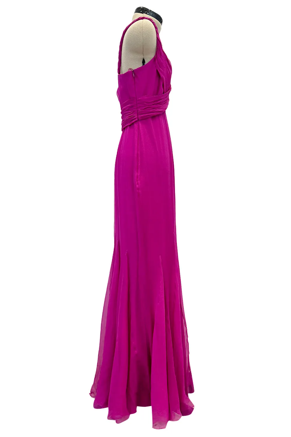 Cruise 2010 Christian Dior by John Galliano Pink Silk Chiffon Crossed Over Bodice Dress