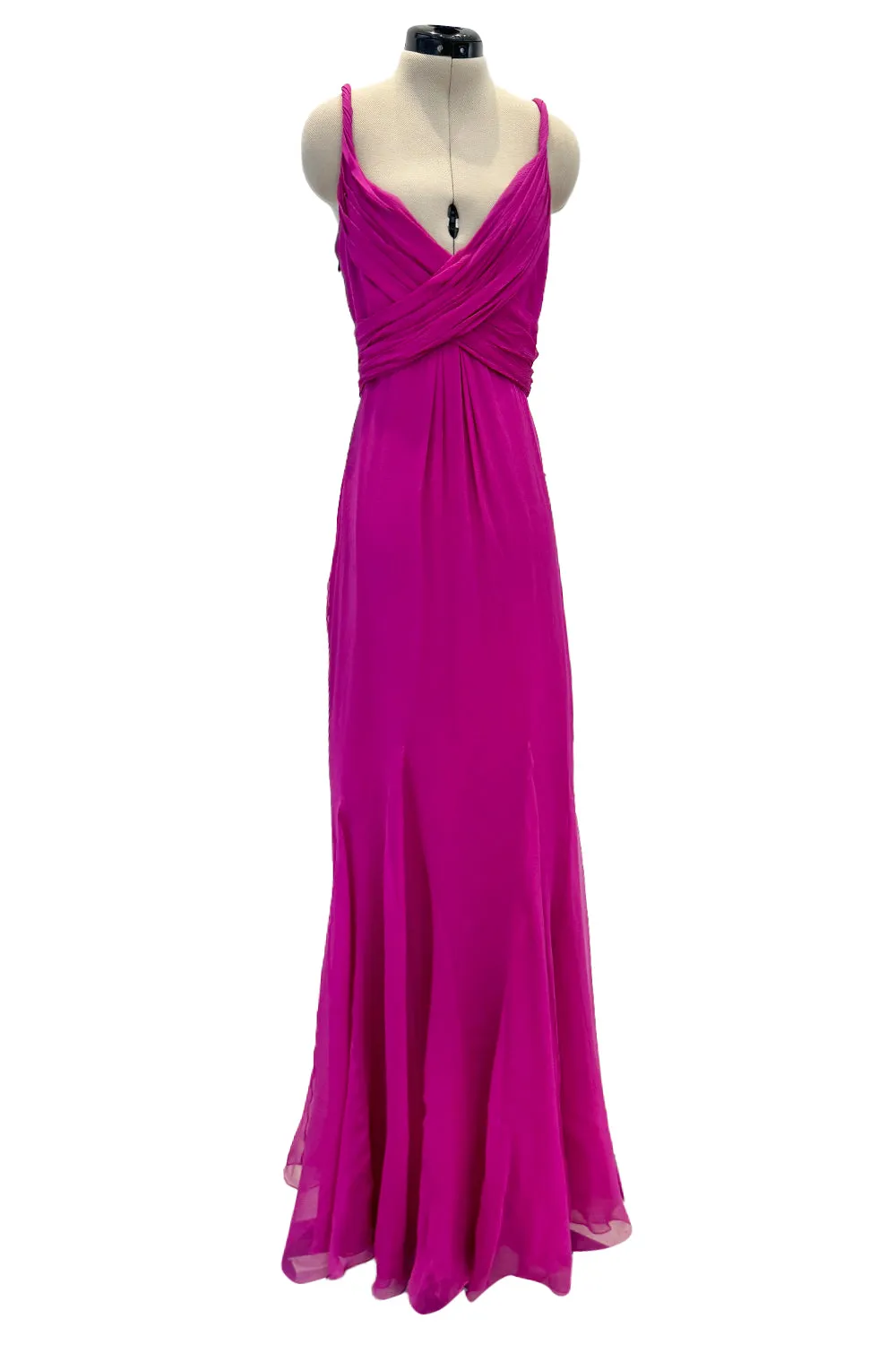 Cruise 2010 Christian Dior by John Galliano Pink Silk Chiffon Crossed Over Bodice Dress