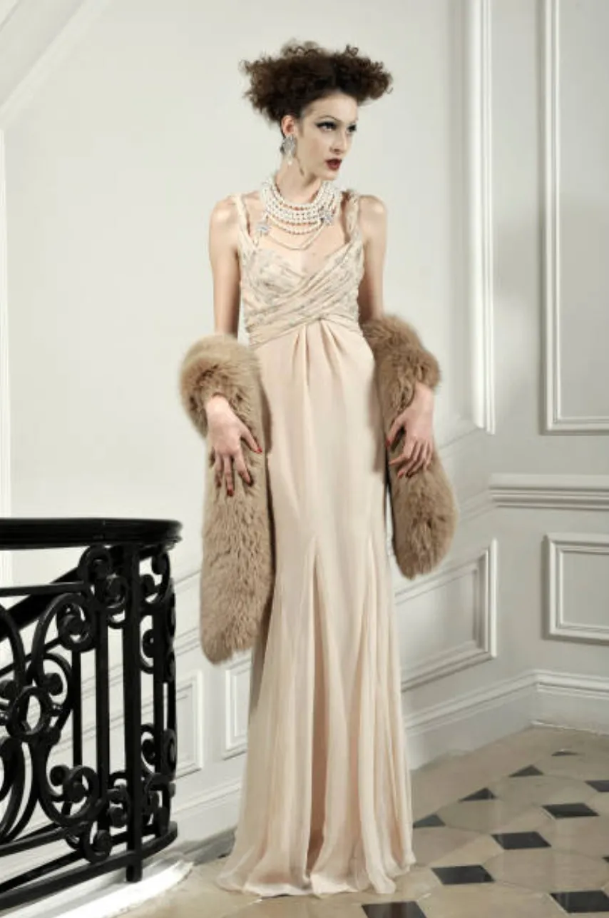 Cruise 2010 Christian Dior by John Galliano Pink Silk Chiffon Crossed Over Bodice Dress