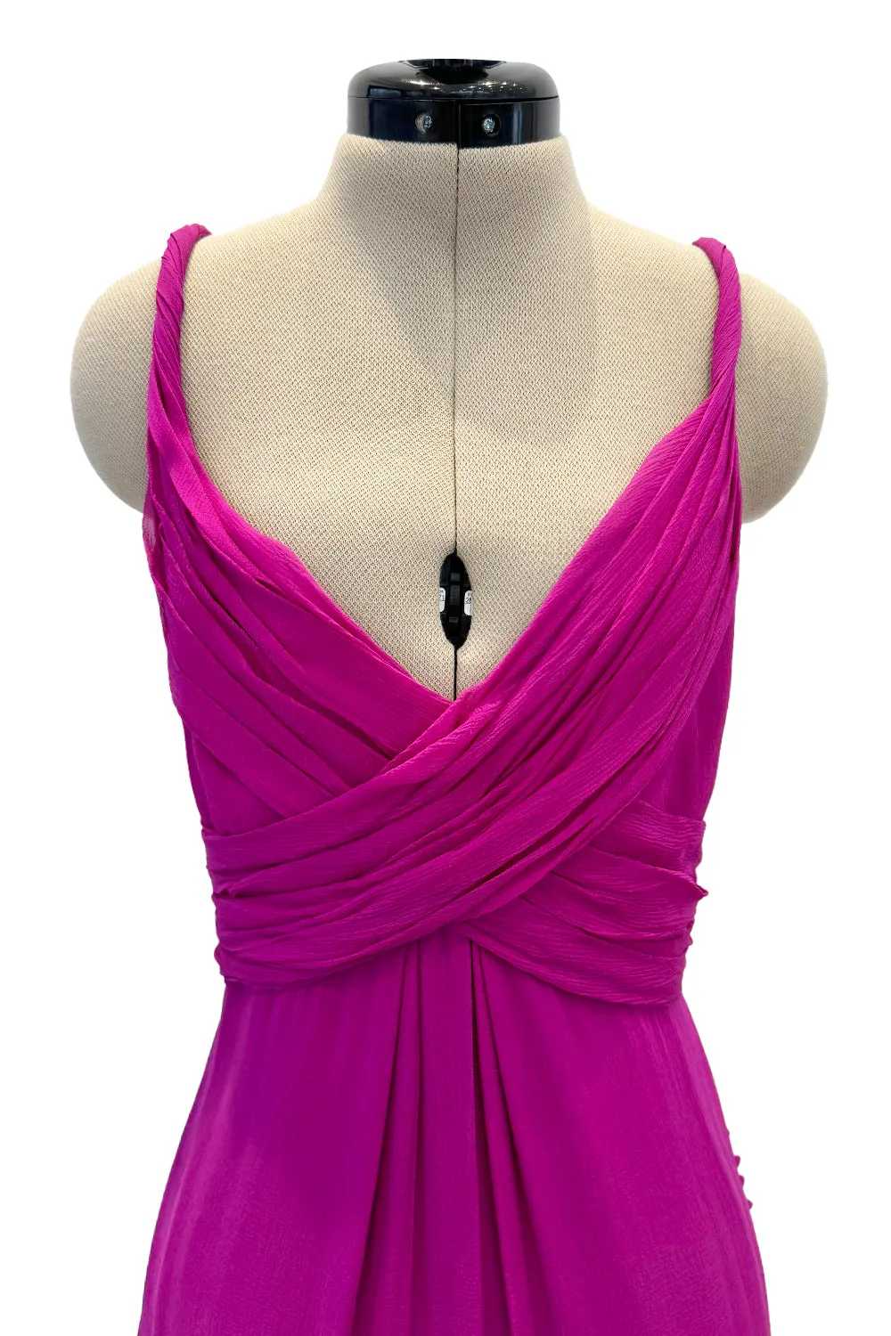 Cruise 2010 Christian Dior by John Galliano Pink Silk Chiffon Crossed Over Bodice Dress
