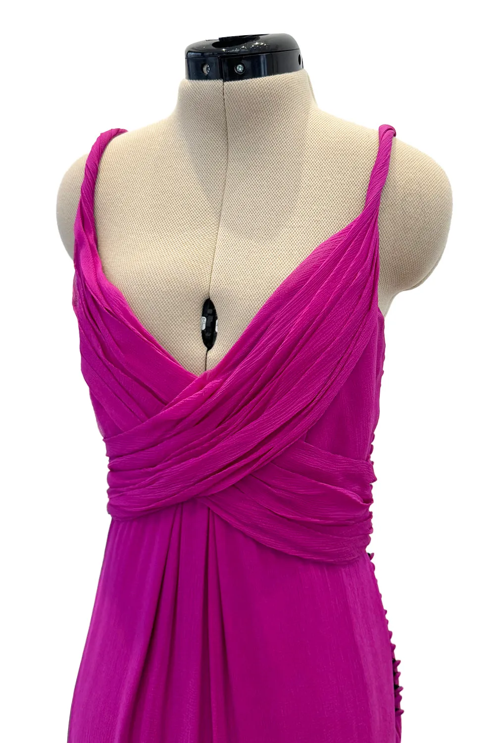 Cruise 2010 Christian Dior by John Galliano Pink Silk Chiffon Crossed Over Bodice Dress