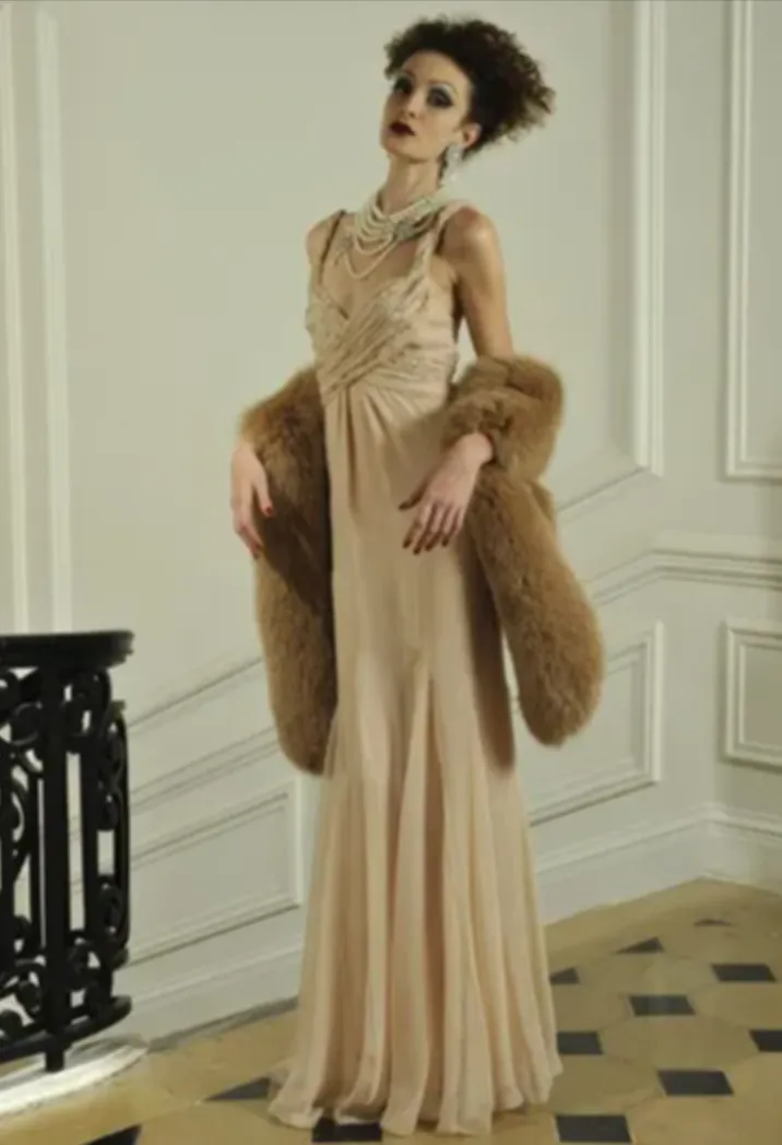 Cruise 2010 Christian Dior by John Galliano Pink Silk Chiffon Crossed Over Bodice Dress