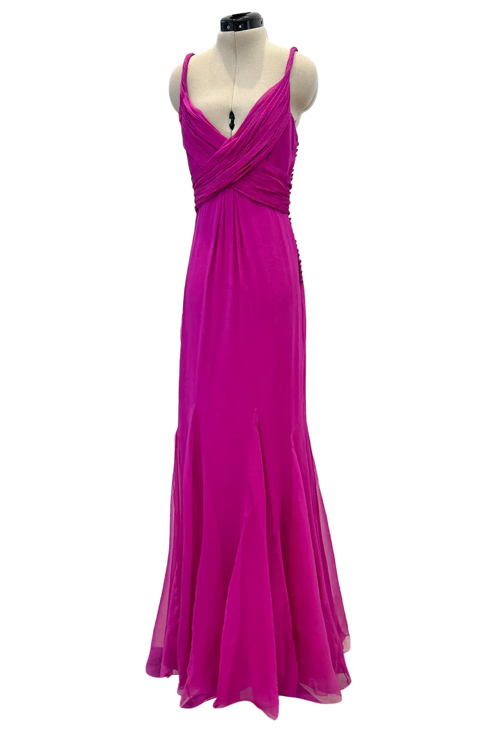 Cruise 2010 Christian Dior by John Galliano Pink Silk Chiffon Crossed Over Bodice Dress