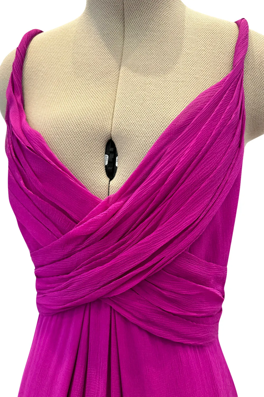 Cruise 2010 Christian Dior by John Galliano Pink Silk Chiffon Crossed Over Bodice Dress