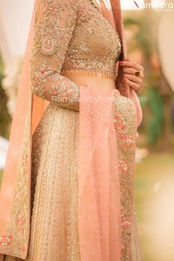 Designer Peach Color Lehenga Choli Bridal Dress #BN1021