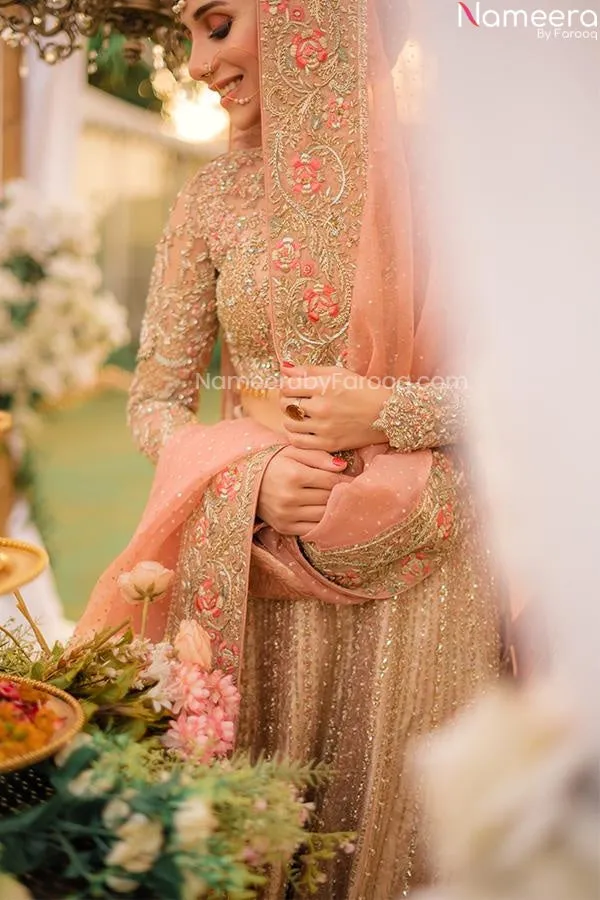 Designer Peach Color Lehenga Choli Bridal Dress #BN1021