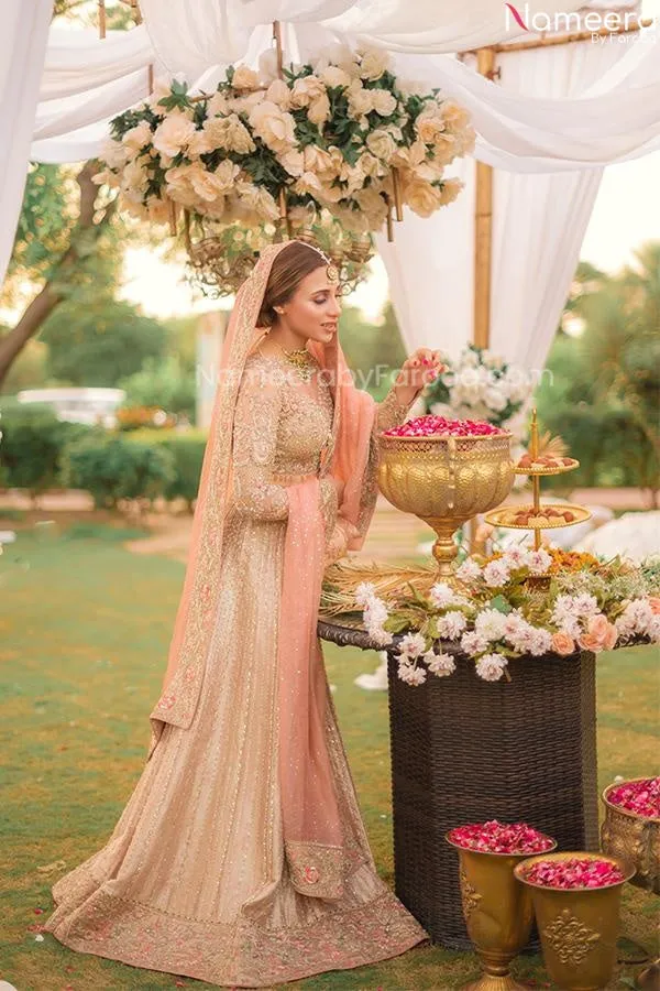 Designer Peach Color Lehenga Choli Bridal Dress #BN1021
