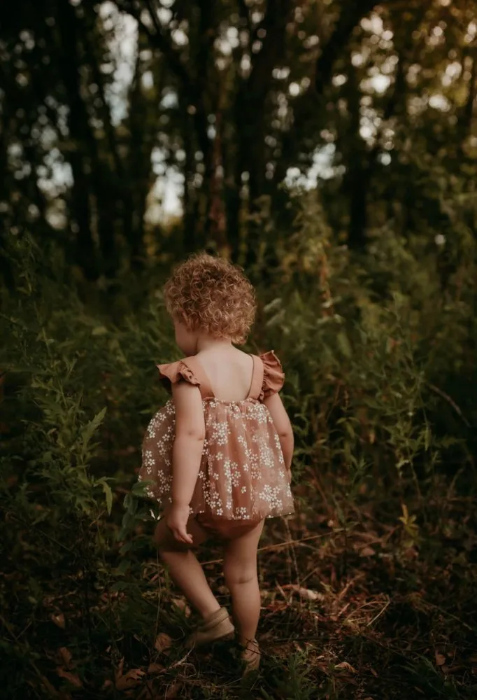 Dixie Dress Romper - Mocha Daisies