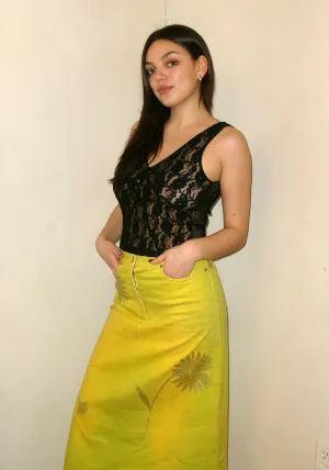 Dolce and Gabbana Black Lace and Mesh V-Neck Tank