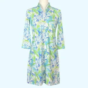Doral Dress in Parrotheads At Play Blue and White