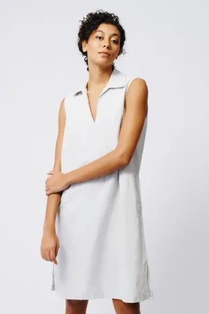 Eden Sleeveless Collared V Dress - Stone