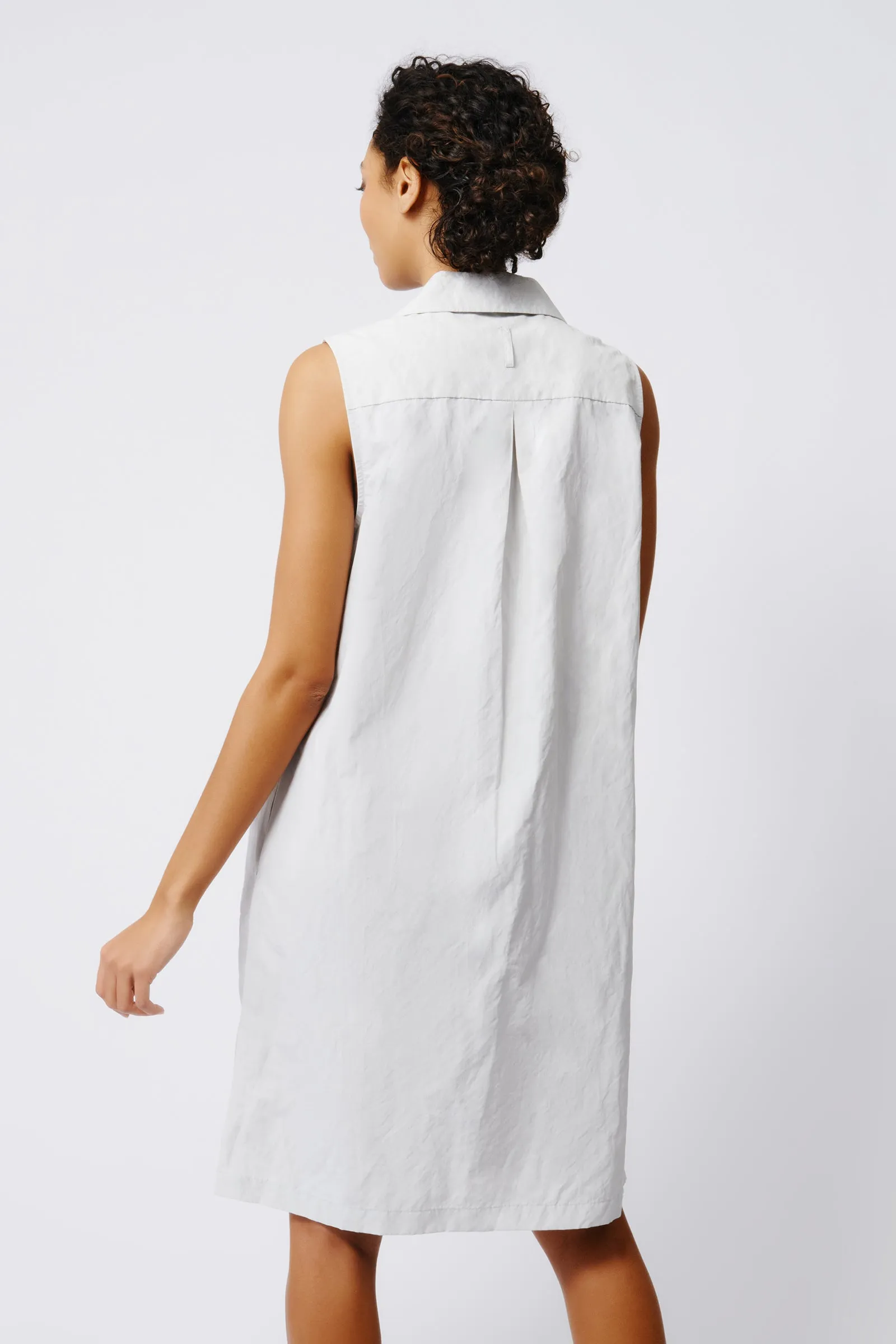 Eden Sleeveless Collared V Dress - Stone