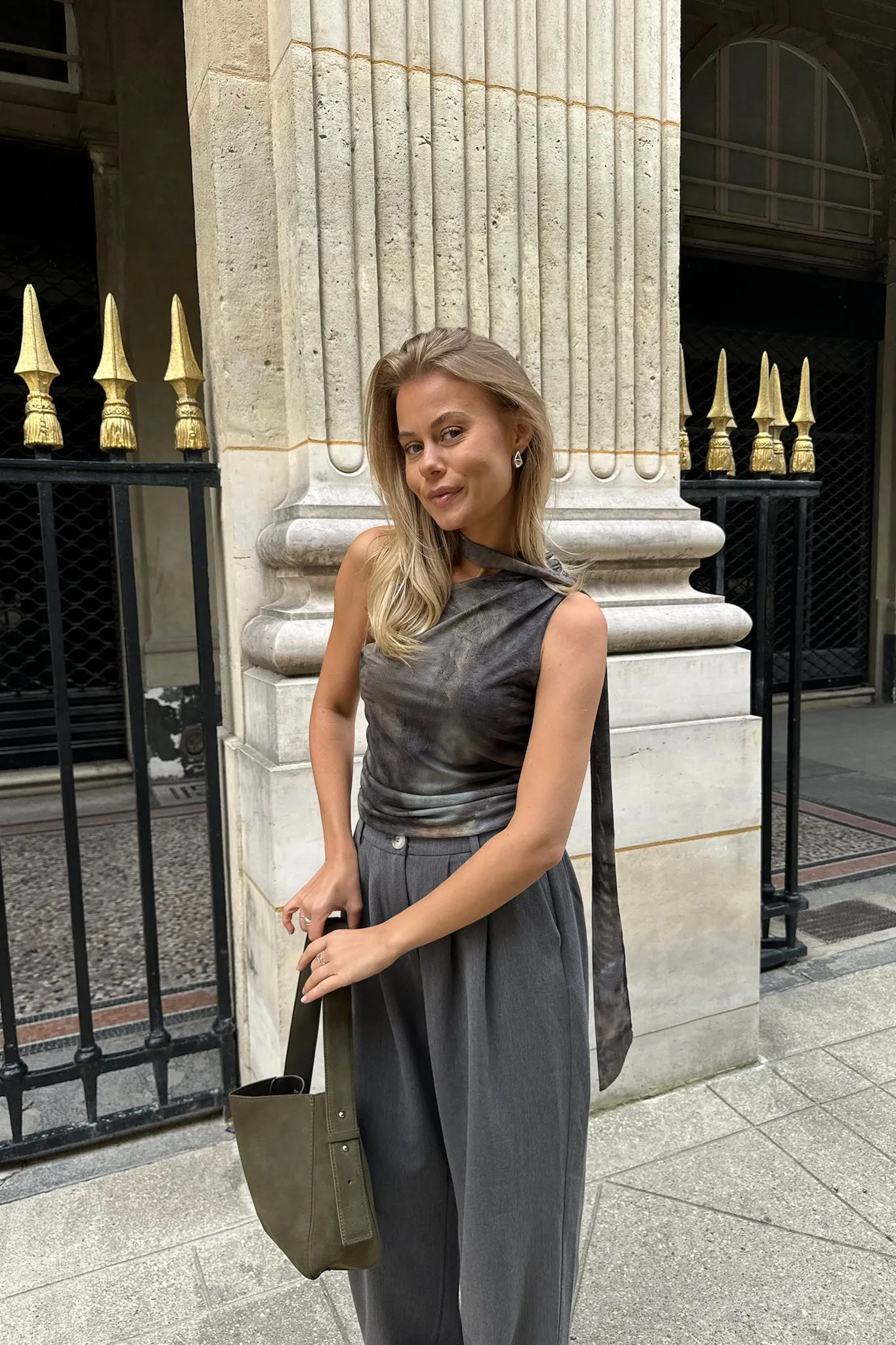 EllieIC Mesh Top - Støvet Grøn Brun