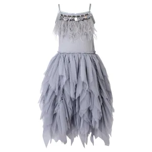 Feathers and Frills Dress - Silver - SALE
