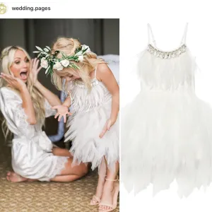 Feathers and Frills Dress - White