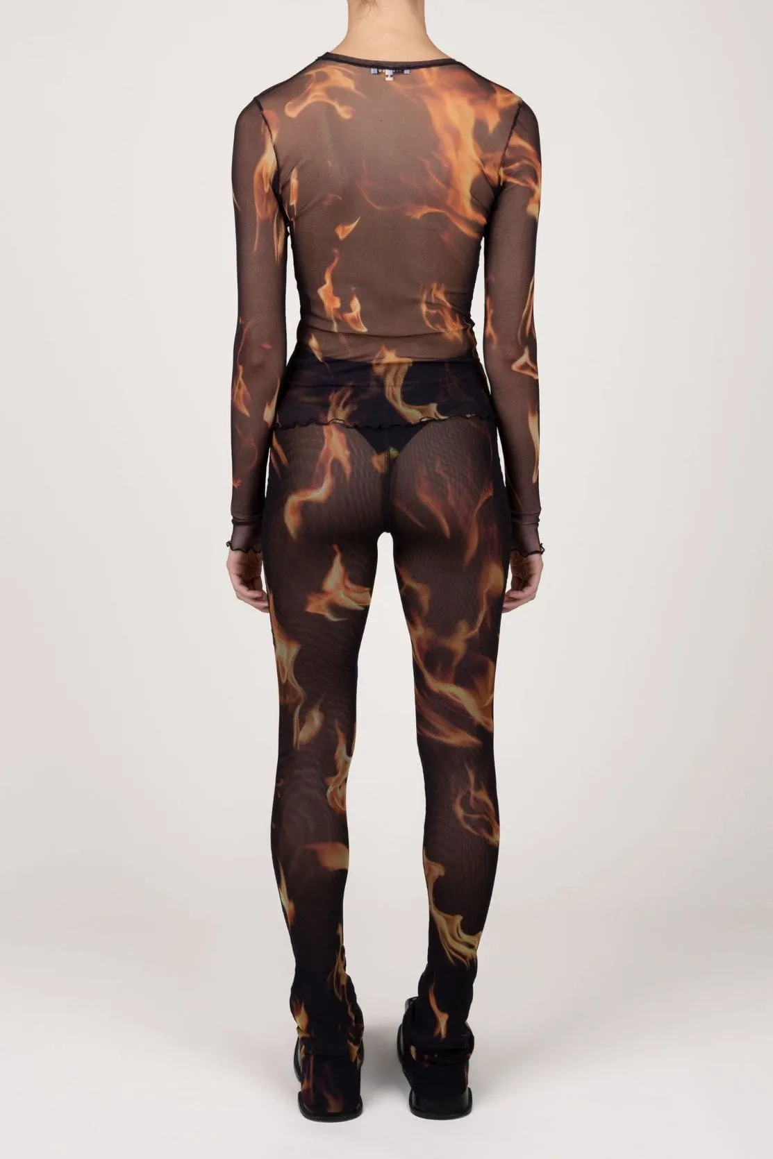 Flame Long Sleeve Mesh Top