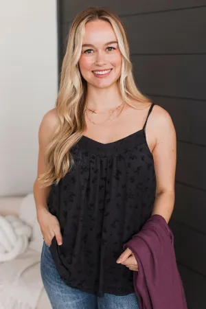 From The Start Floral Tank Top- Black