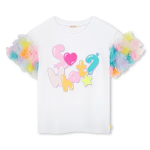 Girls White Sweet Tulle T-Shirt