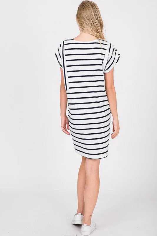 HAILEY OFF WHITE STRIPE DRESS