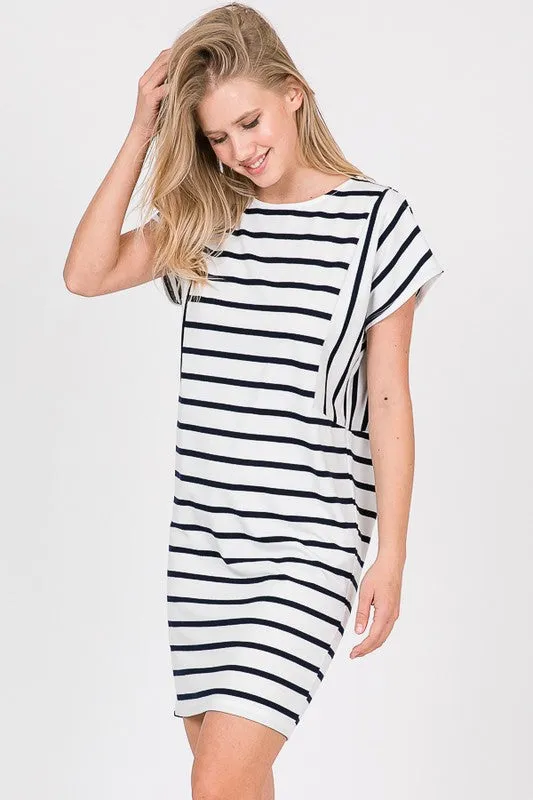 HAILEY OFF WHITE STRIPE DRESS