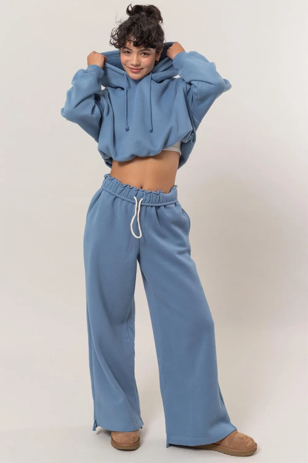 Hazel Blues® |  HYFVE Bubble Hem Cropped Hoodie