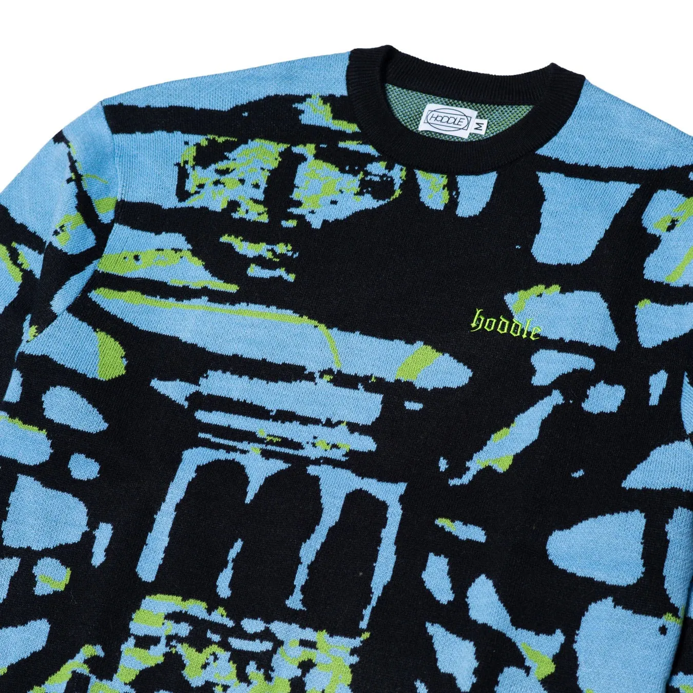 Hoddle Dungeon Jacquard Knit Jumper - Blue/Black/Green