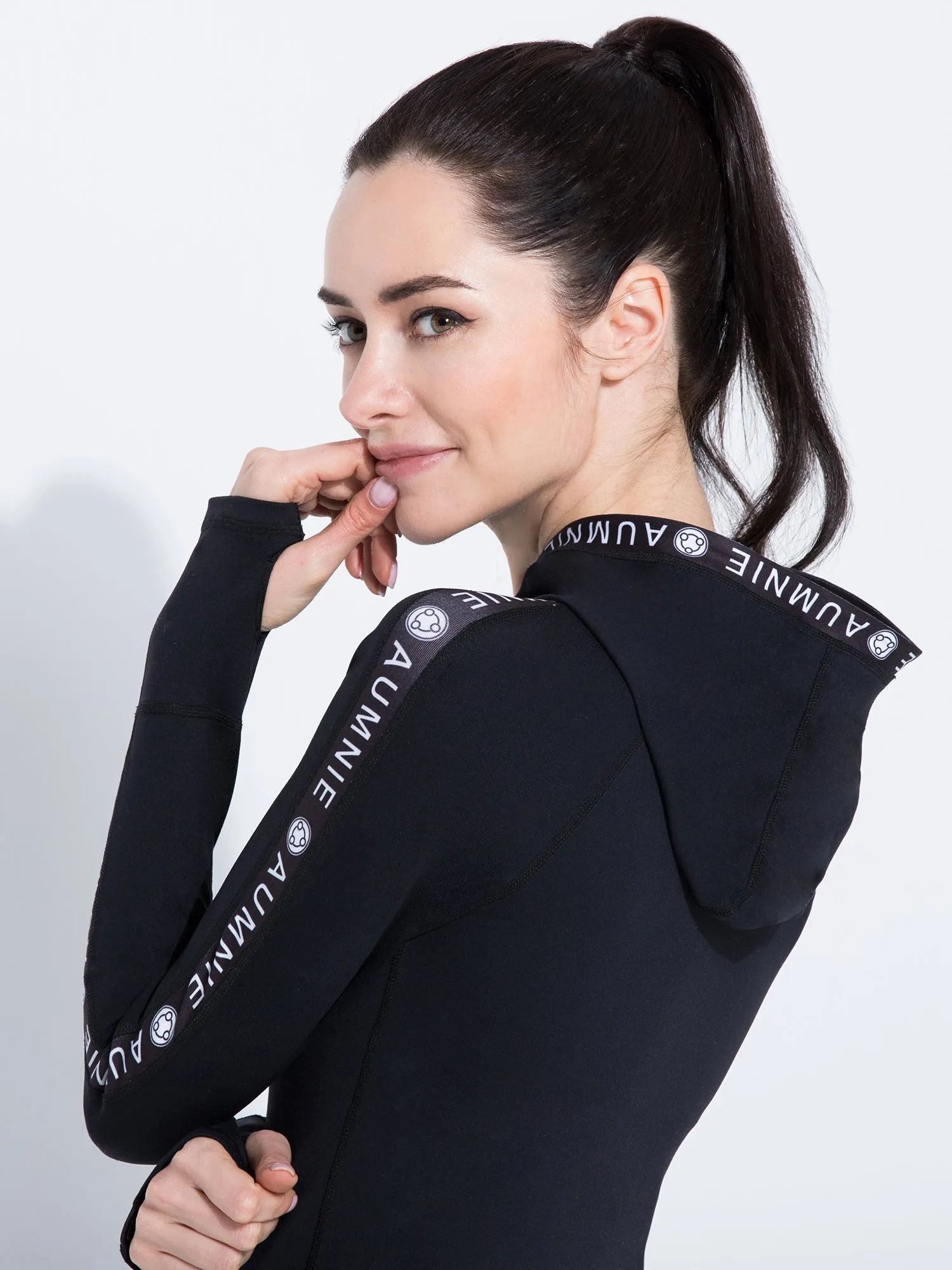 HOODED LOGO TOP, BLACK
