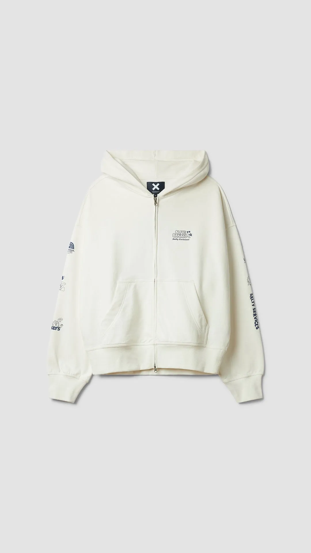 HOODIE FULL ZIP RANDOM BLANCO ROTO