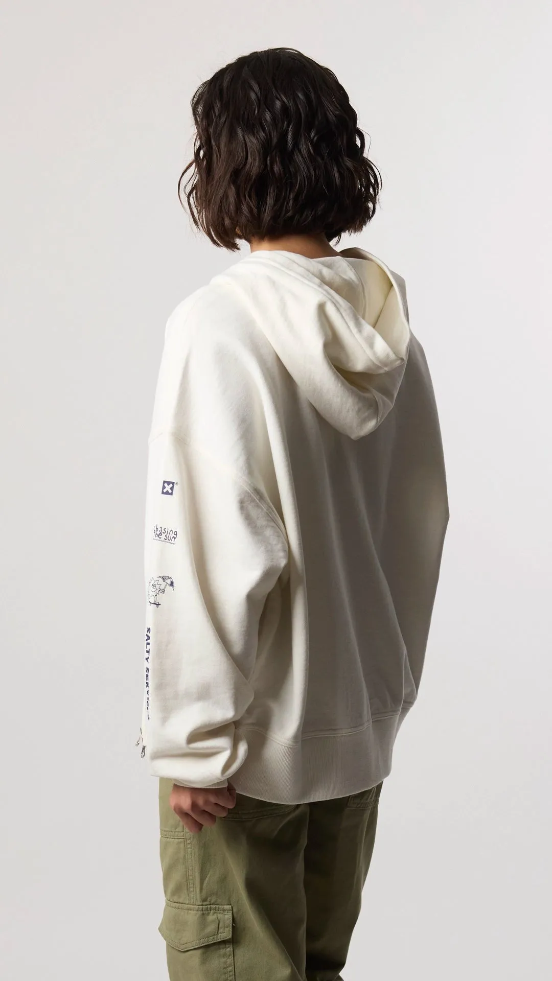 HOODIE FULL ZIP RANDOM BLANCO ROTO