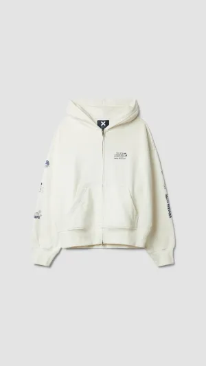 HOODIE FULL ZIP RANDOM BLANCO ROTO