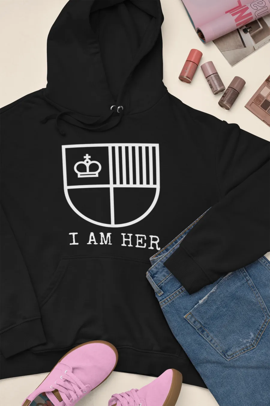 I AM HER Shield Women's Hooded Sweatshirt