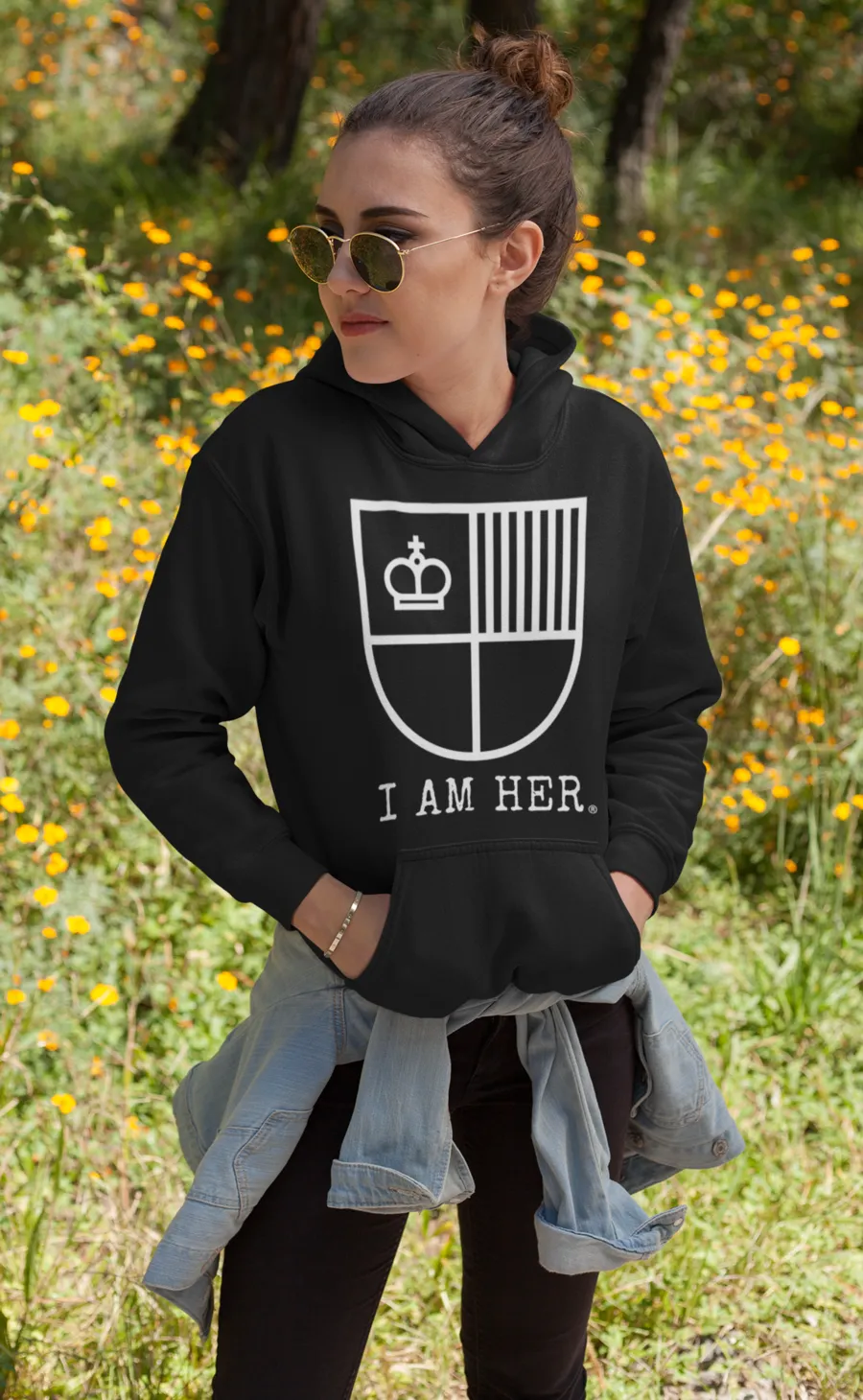 I AM HER Shield Women's Hooded Sweatshirt