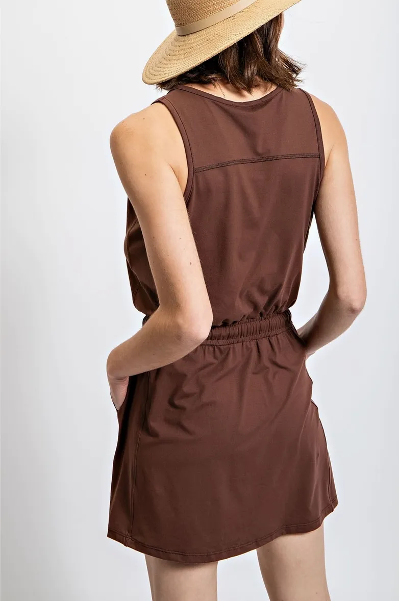 Java Half Zip Sleeveless Athletic Dress